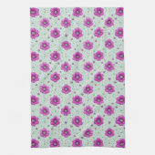 Roze Bloemenpatroon Met Druppels Theedoek (Verticaal)