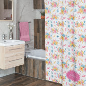  roze bloemenpatroon Monogrammen Bathroom Douchegordijn