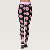 Roze bloemenpatroon op BLACK Leggings (Achterkant)