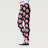 Roze bloemenpatroon op BLACK Leggings (Links)
