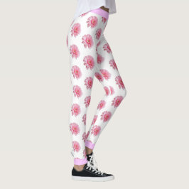Roze bloemenpatroon op WHITE Leggings