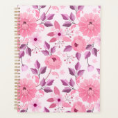 Roze Bloemenpatroon Planner met Elegante Bloesems (Voorkant)