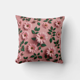 Roze Bloemenpatroon Sierkussen