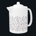 roze bloemenpatroon theepot<br><div class="desc">Aangepast monogram roze Floral Pattern. Franse landstijl: zwarte roze bloemen en poederblauw foliageaccent. Lekkerige woningmeubelen. Floralen en bladeren. Handgetekende florale lijnkunst met waterverf detail. Dit kleine Franse landontwerp is geweldig voor vele geschenken en gelegenheden. Geniet van een trendy en elegante afdruk voor je volgende cadeautje met idee; voor jezelf, je...</div>