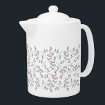 roze bloemenpatroon theepot<br><div class="desc">Aangepast monogram roze Floral Pattern. Franse landstijl: zwarte roze bloemen en poederblauw foliageaccent. Lekkerige woningmeubelen. Floralen en bladeren. Handgetekende florale lijnkunst met waterverf detail. Dit kleine Franse landontwerp is geweldig voor vele geschenken en gelegenheden. Geniet van een trendy en elegante afdruk voor je volgende cadeautje met idee; voor jezelf, je...</div>
