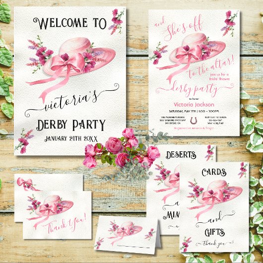 Roze bloemenPet Derby Vrijgezellenfeest Kaart