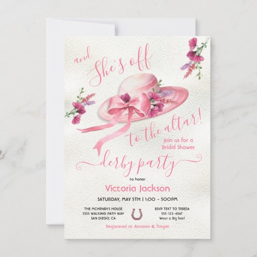 Roze bloemenPet Derby Vrijgezellenfeest Kaart (Voorkant)