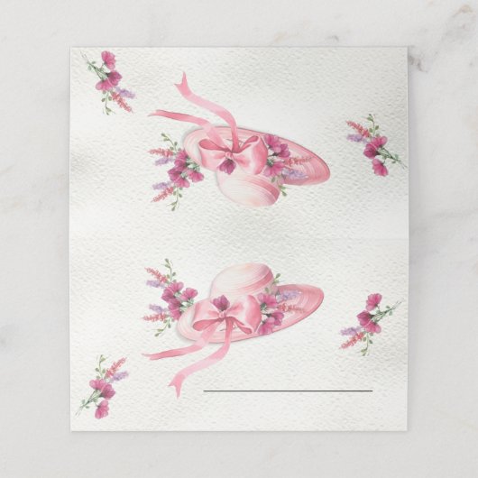 Roze bloemenPet Derby Vrijgezellenfeest Plaatskaartje (Buitenkant ongevouwen)