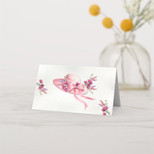 Roze bloemenPet Derby Vrijgezellenfeest Plaatskaartje (Achterkant)