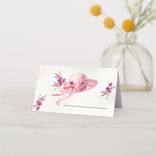 Roze bloemenPet Derby Vrijgezellenfeest Plaatskaartje (Voorkant)