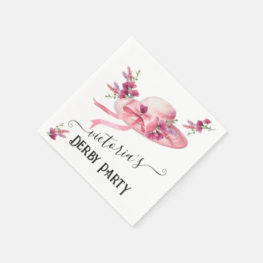 Roze bloemenPet Derby Vrijgezellenfeest Servet (Hoek)