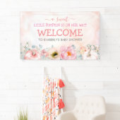 Roze Bloemenpompoenen Herfst Baby shower Welkom Spandoek (Insitu)