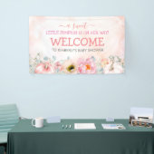 Roze Bloemenpompoenen Herfst Baby shower Welkom Spandoek (Beurs)