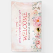 Roze Bloemenpompoenen Herfst Baby shower Welkom Spandoek (Verticaal)