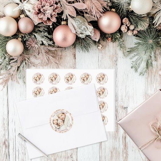 Roze bloemenprint aanpasbaar plat model ronde sticker