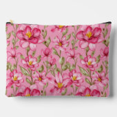Roze bloemenprint cosmetic tas (Voorkant)