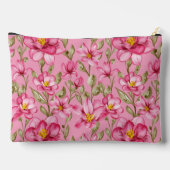 Roze bloemenprint cosmetic tas (Achterkant)