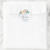  roze bloemenquinceanera dank u ronde sticker (Tas)