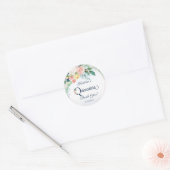  roze bloemenquinceanera dank u ronde sticker (Envelop)