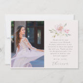  roze bloemenquinceañera foto dank u kaart (Achterkant)