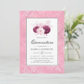  roze bloemenquinceañera kaart (Staand voorkant)