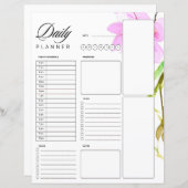 Roze bloemenrand dagelijkse planner (Voorkant / Achterkant)