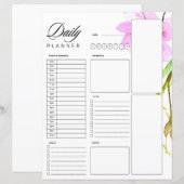 Roze bloemenrand dagplanner (Voorkant / Achterkant)