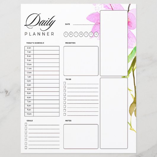 Roze bloemenrand dagplanner (Voorkant)