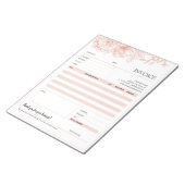 Roze Bloemenrand Kleine Bedrijven Factuur Sjabloon Notitieblok (Schuin)