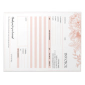 Roze Bloemenrand Kleine Bedrijven Factuur Sjabloon Notitieblok (Voorkant)