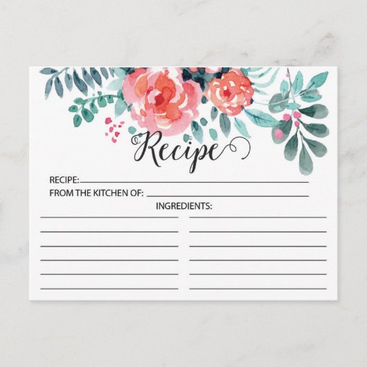  roze bloemenrecept Kaart (Voorkant)