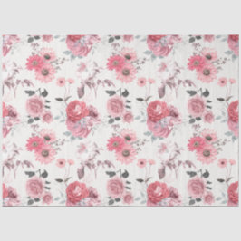 Roze Bloemenreeks Ontwerp 7 Tissuepapier