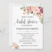 Roze bloemenromantisch boho chic vrijgezellenfeest kaart (Voorkant)