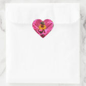  roze bloemenroze Zinnia Bumble bee Hart Sticker (Tas)