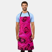 Roze bloemenrozen achtergrond schort (Gedragen)