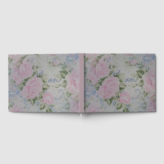 Roze bloemenrozen vintage gastenboek (Volledig)