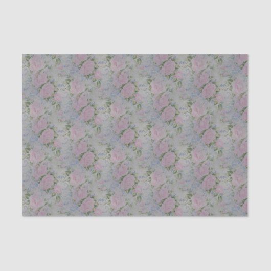 Roze bloemenrozen vintage tissuepapier (Voorkant)