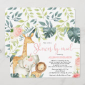 Roze bloemensafari Douche per mail meisje baby sho Kaart (Voorkant / Achterkant)