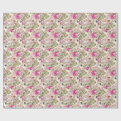 Roze Bloemensage Groene Bladeren Cadeaupapier (Vlak)