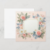 Roze bloemensave the date kaart (Voorkant / Achterkant)
