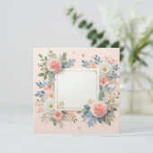Roze bloemensave the date kaart (Staand voorkant)
