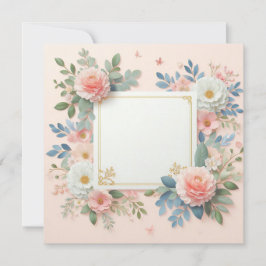 Roze bloemensave the date kaart