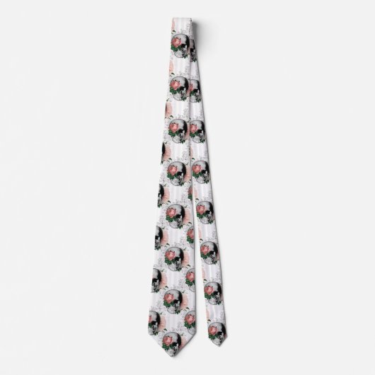 Roze Bloemenschedel Serie Design 2 Stropdas (Voorkant)