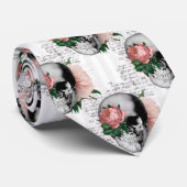 Roze Bloemenschedel Serie Design 2 Stropdas (Opgerold)