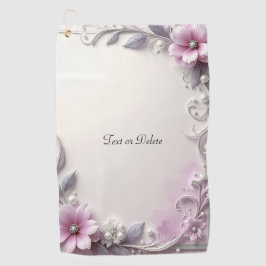 Roze bloemenschilderij golfhanddoek