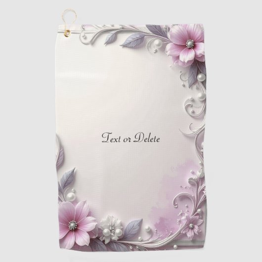Roze bloemenschilderij golfhanddoek (Voorkant)