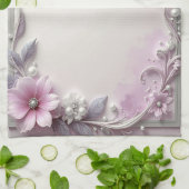 Roze bloemenschilderij keukenhanddoek (Gevouwen)