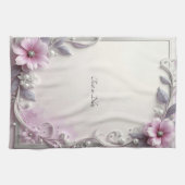 Roze bloemenschilderij keukenhanddoek (Horizontaal)