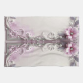 Roze bloemenschilderij keukenhanddoek (Horizontaal)