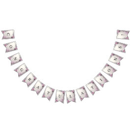 Roze bloemenschilderij slinger vlag vlaggetjes